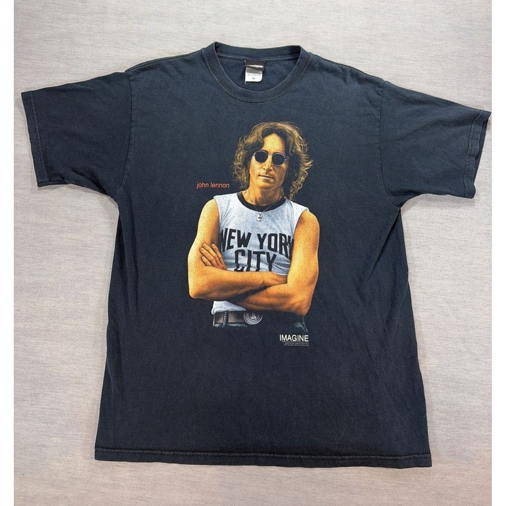 Vintage JOHN LENNON Imagine T Shirt Music Beatles 2003 Size Large Black